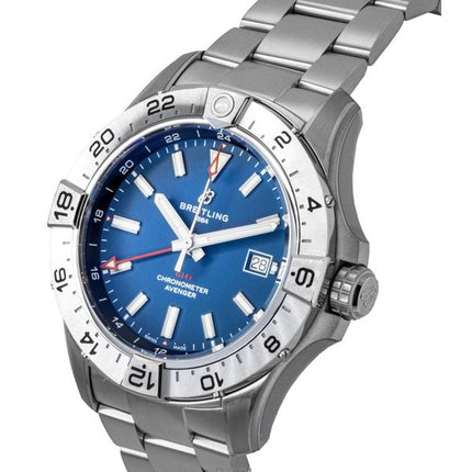 Montre de plongée automatique Breitling Avenger GMT en acier inoxydable avec cadran bleu A32320101C1A1 300 m pour homme
