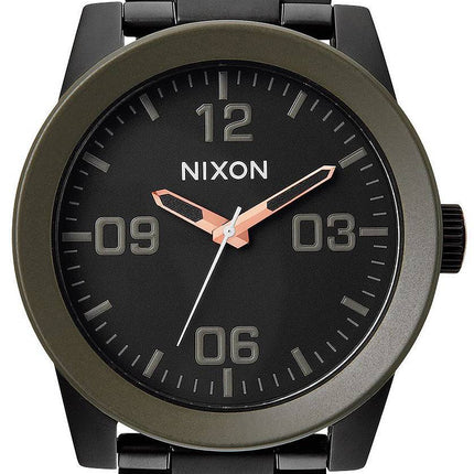 Nixon caporal SS mat noir industriel vert A346-1530-00 montre homme