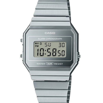 Casio Vintage numérique en acier inoxydable cadran argenté Quartz A700WEV-7A montre unisexe