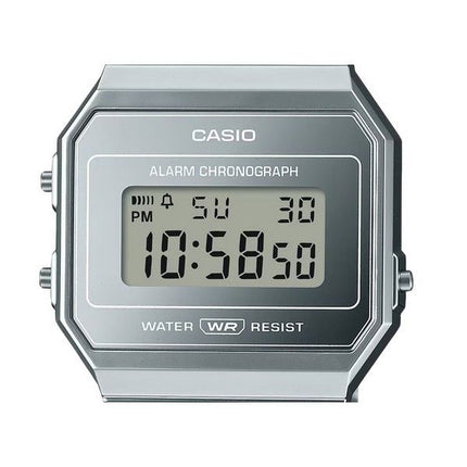 Casio Vintage numérique en acier inoxydable cadran argenté Quartz A700WEV-7A montre unisexe