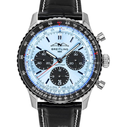 Montre homme Breitling Navitimer B01 chronographe avec bracelet en cuir et cadran bleu AB0138241C1P1