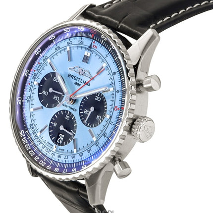 Montre homme Breitling Navitimer B01 chronographe avec bracelet en cuir et cadran bleu AB0138241C1P1