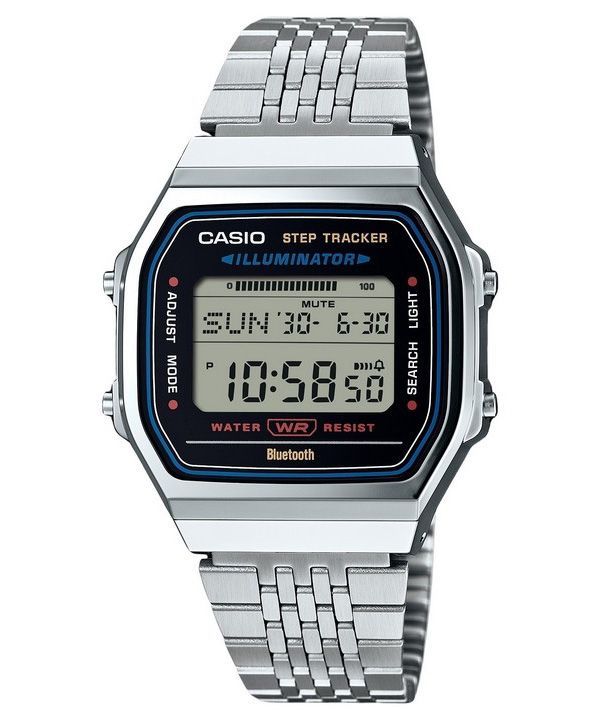 Montre unisexe Casio Vintage Digital Smartphone Link en acier inoxydable à quartz ABL-100WE-1A