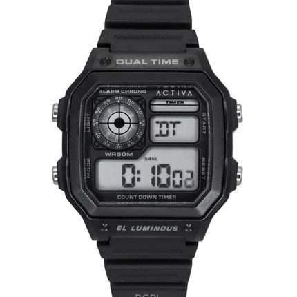 Montre homme Invicta Activa Digital, bracelet en polyuréthane, cadran noir, quartz, ACW1299-001