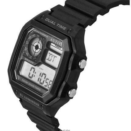 Montre homme Invicta Activa Digital, bracelet en polyuréthane, cadran noir, quartz, ACW1299-001