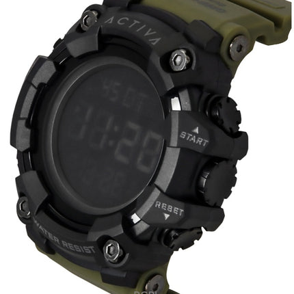 Montre homme Invicta Activa Digital, bracelet en polyuréthane vert armée, cadran noir, quartz, ACW1968-002