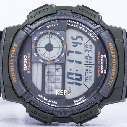 Montre Casio Illuminator monde temps alarme numérique AE-1000W-3AV hommes