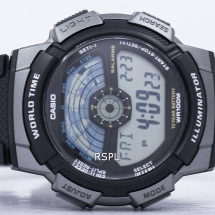 Jeunesse de Casio Digital Illuminator monde temps AE-1100W-1AV montre homme