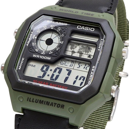 Montre de Casio World Time Alarm Digital AE-1200WHB-3BV hommes