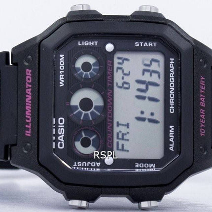 Montre Casio Illuminator chronographe alarme numérique AE-1300WH-1A2V hommes