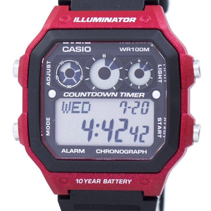 Montre Casio jeunesse série illuminateur chronographe alarme AE-1300WH-4AV hommes