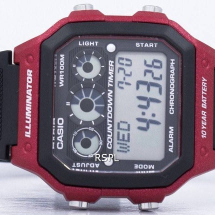 Montre Casio jeunesse série illuminateur chronographe alarme AE-1300WH-4AV hommes