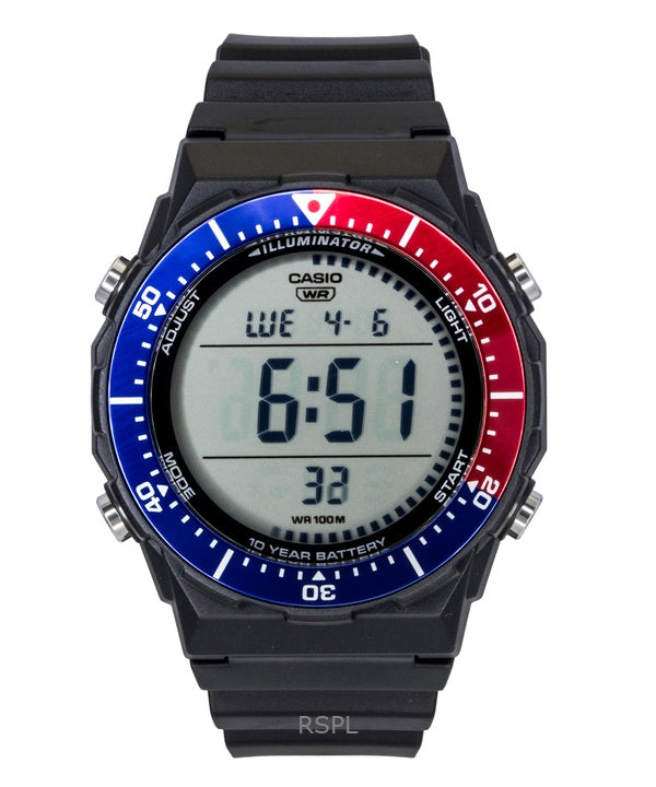 Montre homme Casio multifonctionnelle numérique avec bracelet en résine, lunette Pepsi, mouvement à quartz AE-1700H-1A2V, étanche à 100 m