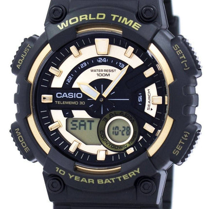 Jeunesse de Casio série fiche 30 monde temps alarme AEQ-110BW-9AV montre homme