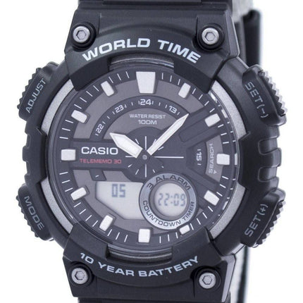 Fiche de Casio 30 monde temps alarme analogique numérique AEQ-110W-1AV montre homme