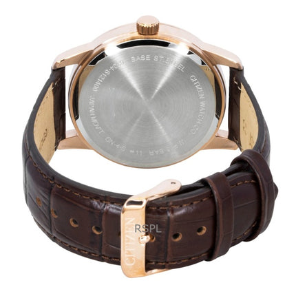 Montre homme Citizen Moonphase AK5003-05A, bracelet en cuir marron, cadran argenté, quartz