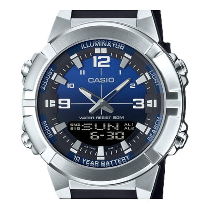 Montre à quartz analogique numérique Casio AMW-870A-2AV pour homme avec bracelet en résine et cadran bleu