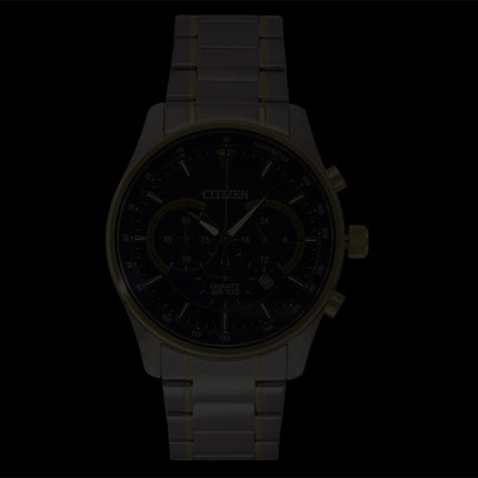 Montre homme Citizen Chronographe bicolore en acier inoxydable, cadran bleu, mouvement à quartz AN8194-51L, étanche à 100 m