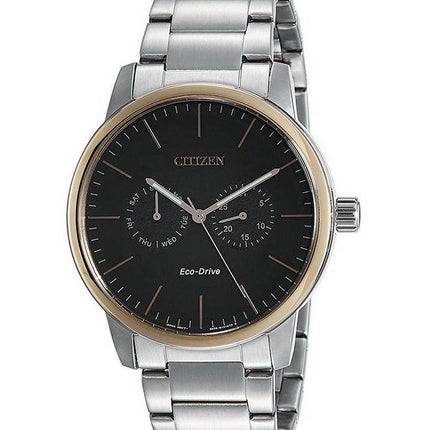 Montre Citizen à cadran noir en acier inoxydable à quartz AO9044-51E pour homme
