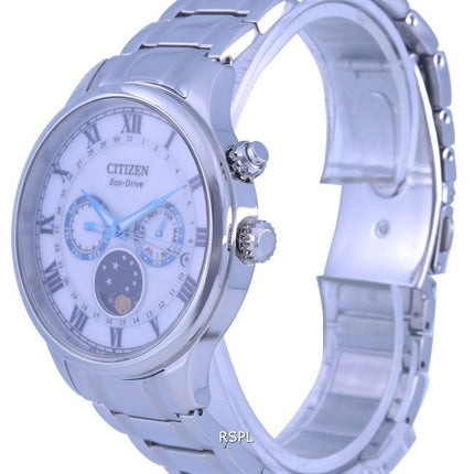 Montre pour homme Citizen Phase de lune à cadran blanc en acier inoxydable Eco-Drive AP1050-81A