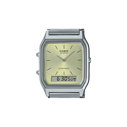 Montre unisexe Casio Vintage analogique numérique avec cadran champagne clair AQ-230A-9AMQY à quartz