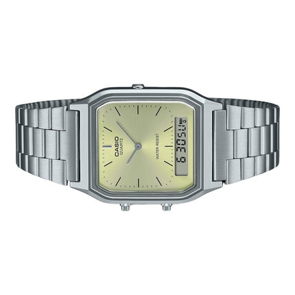 Montre unisexe Casio Vintage analogique numérique avec cadran champagne clair AQ-230A-9AMQY à quartz