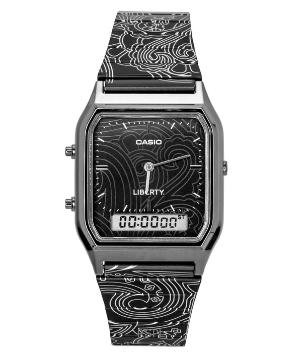 Montre unisexe Casio Vintage Liberty analogique-numérique à quartz, cadran noir AQ-230EBLT-1A