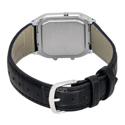 Montre unisexe Casio Vintage Analogique-Numérique à bracelet en cuir, cadran noir, mouvement à quartz AQ-230EL-1A