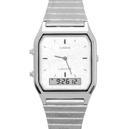 Montre unisexe Casio Vintage Liberty analogique-numérique à quartz AQ-230ELT-7A, cadran argenté