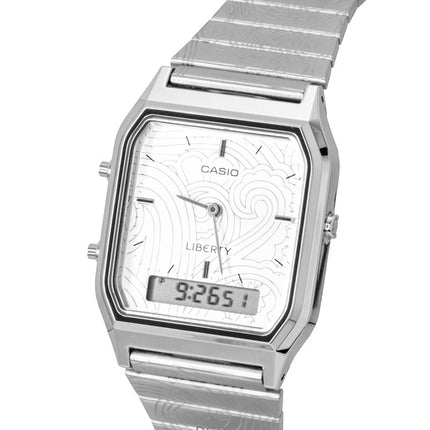 Montre unisexe Casio Vintage Liberty analogique-numérique à quartz AQ-230ELT-7A, cadran argenté