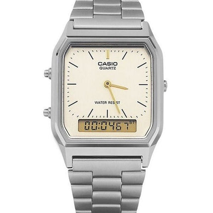 Montre Casio Vintage analogique numérique à quartz plaqué ion gris AQ-230GG-9A pour homme