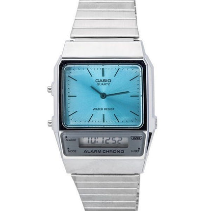 Casio Vintage Analogique Numérique Bracelet en Acier Inoxydable Quartz AQ-800EC-2A AQ800EC-2 Montre Unisexe
