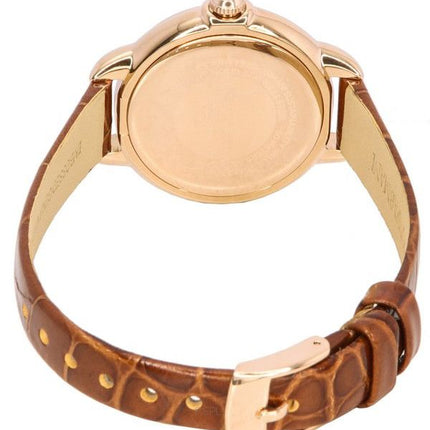 Emporio Armani Mia Bracelet en cuir marron Cadran argenté Quartz AR11525 Montre pour femme