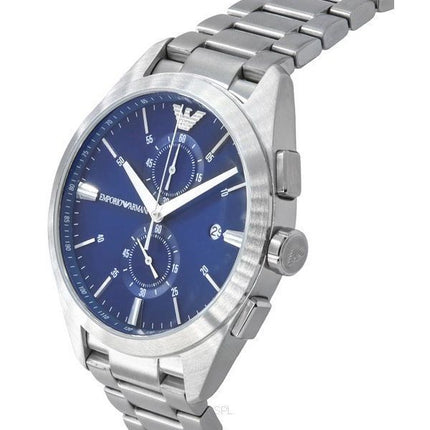 Montre pour homme Emporio Armani Claudio chronographe en acier inoxydable cadran bleu Quartz AR11541
