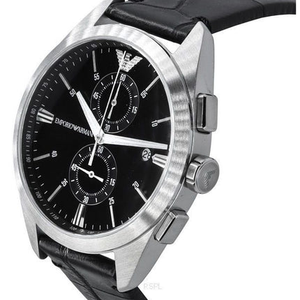 Montre pour homme Emporio Armani Claudio chronographe bracelet en cuir noir cadran noir Quartz AR11542