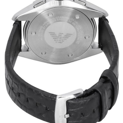 Montre pour homme Emporio Armani Claudio chronographe bracelet en cuir noir cadran noir Quartz AR11542