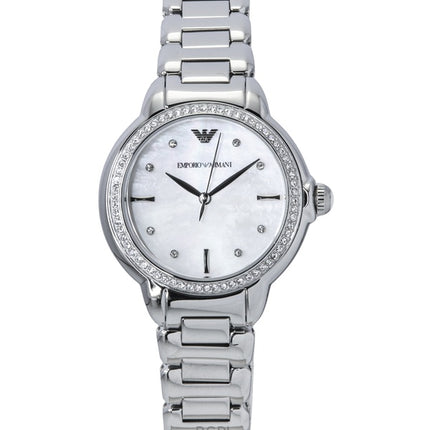 Montre Emporio Armani AR11596 pour femme, en acier inoxydable, cadran nacre, quartz