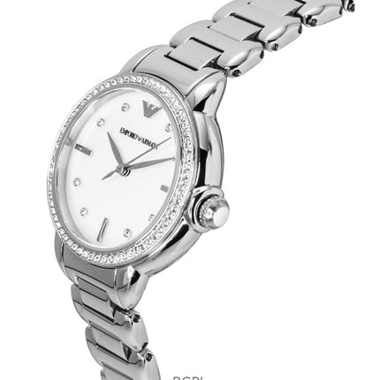 Montre Emporio Armani AR11596 pour femme, en acier inoxydable, cadran nacre, quartz