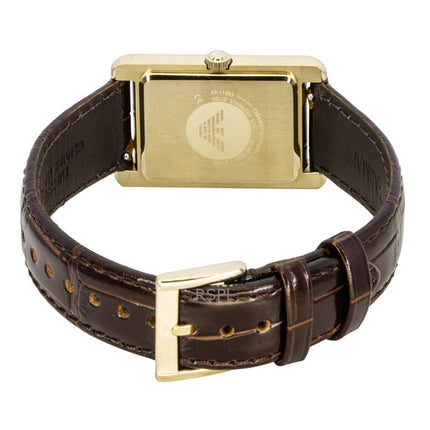 Montre homme Emporio Armani AR11665 à quartz avec bracelet en cuir marron et cadran blanc
