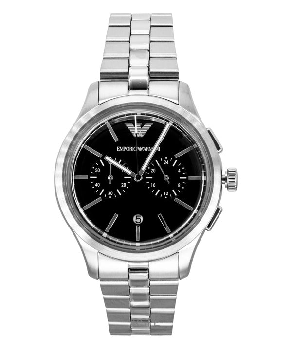 Montre homme Emporio Armani Chronographe, cadran noir, acier inoxydable, quartz AR11691