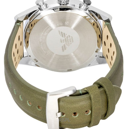 Montre homme Emporio Armani Chronographe Bracelet Cuir Vert Cadran Noir et Argent Quartz AR11709