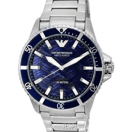Emporio Armani Meccanico Acier Inoxydable Cadran Bleu Automatique AR60059 100M Montre Homme