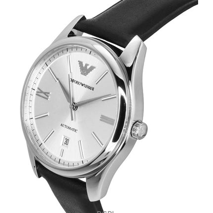 Montre homme Emporio Armani AR60077 automatique avec bracelet en cuir et cadran argenté