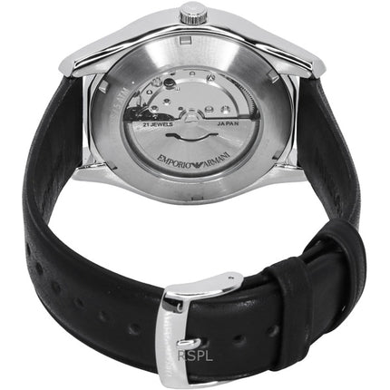 Montre homme Emporio Armani AR60077 automatique avec bracelet en cuir et cadran argenté