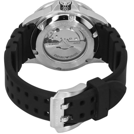Montre de plongée automatique Emporio Armani Sea Explorer pour homme, bracelet en silicone, cadran noir, AR60078, 200 m