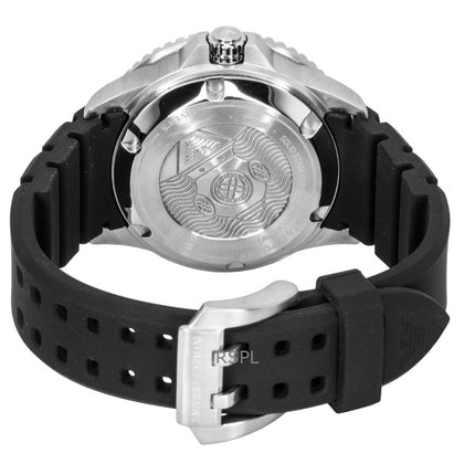 Montre homme Emporio Armani Sea Explorer, bracelet en silicone, cadran noir, automatique de plongée AR60086, étanche à 200 m