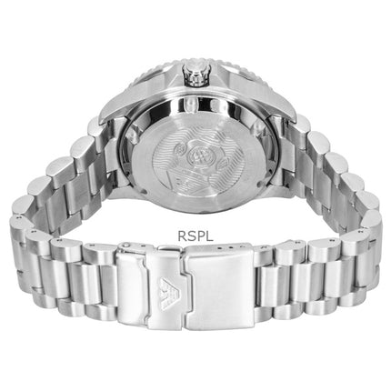 Montre homme Emporio Armani Sea Explorer en acier inoxydable, cadran bleu, automatique, étanche à 200 m (AR60090).