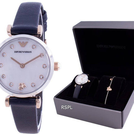 Emporio Armani Gianni T-Bar Diamond Accents Quartz AR80036 Avec Coffret Cadeau Montre Femme