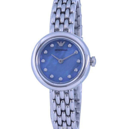 Montre femme Emporio Armani Rosa cadran bleu en acier inoxydable Quartz AR80051