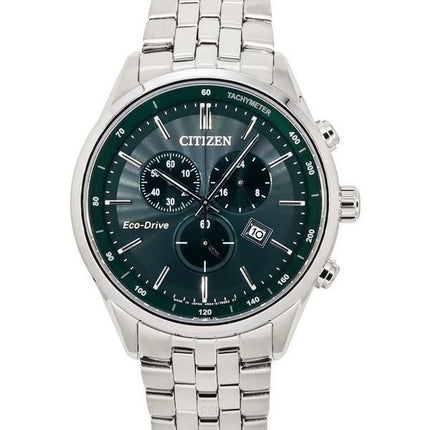 Montre pour homme Citizen Classic Corso Eco-Drive chronographe en acier inoxydable avec cadran vert AT2149-85X 100M